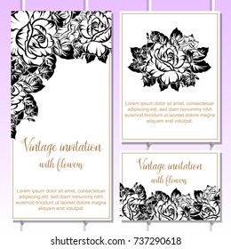 Romantic invitation. Wedding, marriage, bridal, birthday, Valentine's day.
