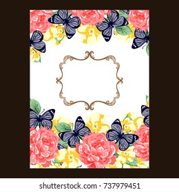 Romantic invitation. Wedding, marriage, bridal, birthday, Valentine's day.