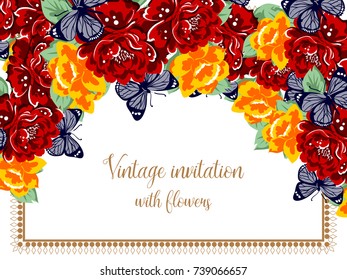Romantic invitation. Wedding, marriage, bridal, birthday, Valentine's day.