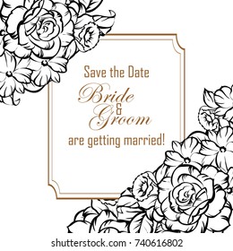 Romantic invitation. Wedding, marriage, bridal, birthday, Valentine's day.