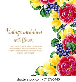 Romantic invitation. Wedding, marriage, bridal, birthday, Valentine's day.