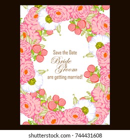 Romantic invitation. Wedding, marriage, bridal, birthday, Valentine's day.