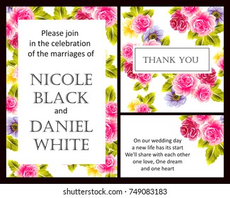 Romantic invitation. Wedding, marriage, bridal, birthday, Valentine's day.