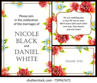 Romantic invitation. Wedding, marriage, bridal, birthday, Valentine's day.