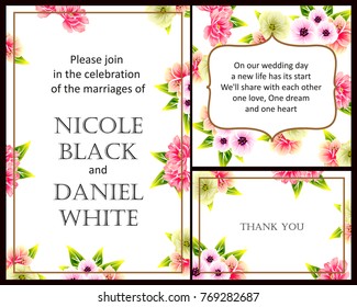 Romantic invitation. Wedding, marriage, bridal, birthday, Valentine's day.