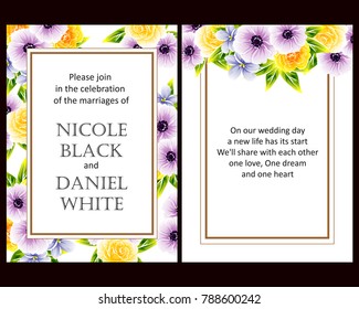 Romantic invitation. Wedding, marriage, bridal, birthday, Valentine's day.