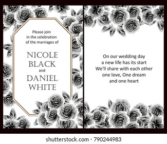 Romantic invitation. Wedding, marriage, bridal, birthday, Valentine's day.