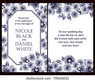 Romantic invitation. Wedding, marriage, bridal, birthday, Valentine's day.