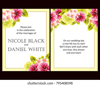 Romantic invitation. Wedding, marriage, bridal, birthday, Valentine's day.