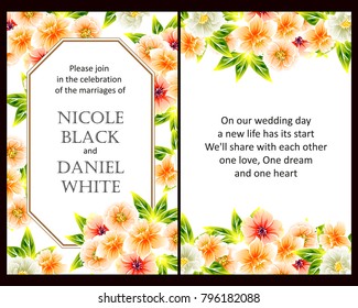 Romantic invitation. Wedding, marriage, bridal, birthday, Valentine's day.