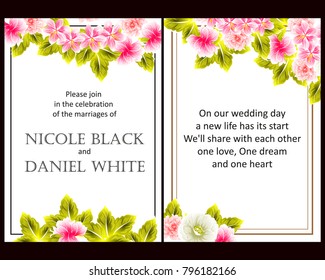 Romantic invitation. Wedding, marriage, bridal, birthday, Valentine's day.