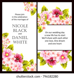 Romantic invitation. Wedding, marriage, bridal, birthday, Valentine's day.