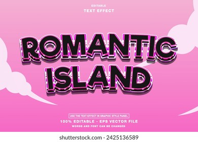 Romantic Island editable text effect template design with 3d style use for business brand and logo