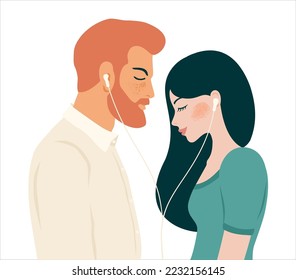 Romantic isolated illustration with man and woman. Love, love story, relationship. Vector design concept for Valentines Day and other use.