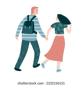 Romantic isolated illustration with man and woman. Love, love story, relationship. Vector design concept for Valentines Day and other use.