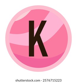 Romantic K Letter in a Pink Circle Vector for Valentine’s Day Decorations