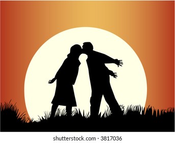 Romantic kiss