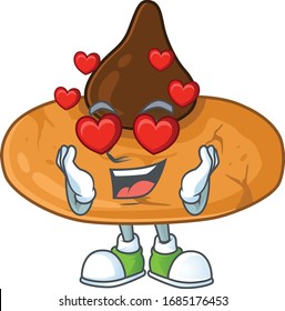 Romantic kiss cookies cartoon character with a falling in love face