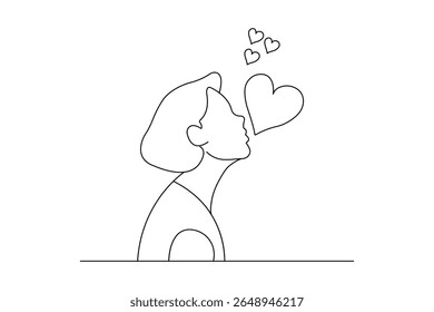 Momento romântico de beijo varrendo em um desenho de linha ilustração vetor estilo minimalista no fundo branco