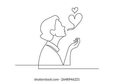 Momento romântico de beijo varrendo em um desenho de linha ilustração vetor estilo minimalista no fundo branco