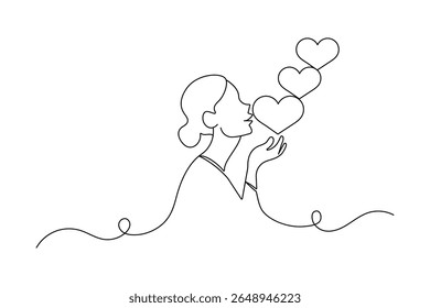 Momento romântico de beijo varrendo em um desenho de linha ilustração vetor estilo minimalista no fundo branco