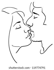 Romantic kiss - vector