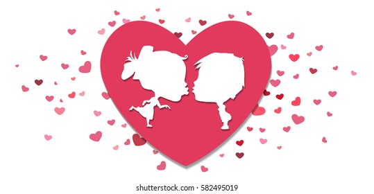 Romantic, kissing boyfriend and girlfriend hearts, marriage, a declaration of love and affection. 