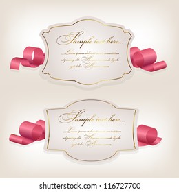 Romantic label with ribbon vetor illustration.