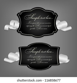 Romantic label with ribbon vetor illustration.