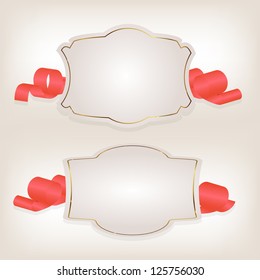 Romantic label with ribbon vetor illustration.