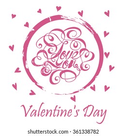 Romantic labels isolated on white background . Vector illustration for design cards for Valentine's Day . Drawing illustrations for greeting cards