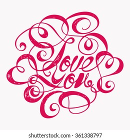 Romantic labels isolated on white background . Vector illustration for design cards for Valentine's Day . Drawing illustrations for greeting cards