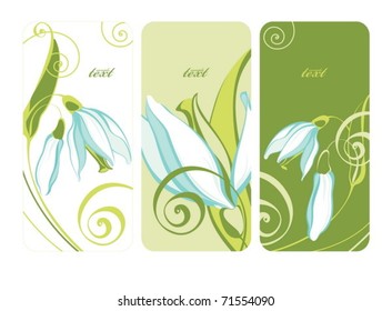 romantic labels with spring flowers