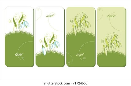 romantic labels with spring flowers