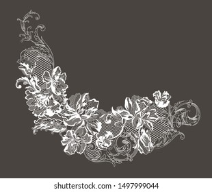 romantic lace flowers decoration element