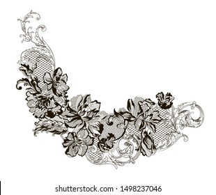 romantic lace flowers decoration element