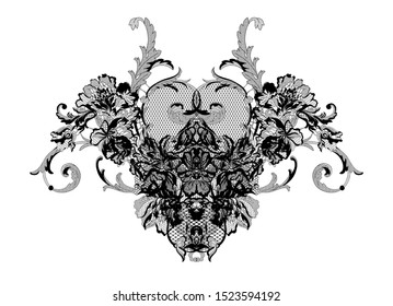 romantic lace flowers decoration element 