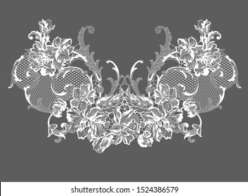 romantic lace flowers decoration element 