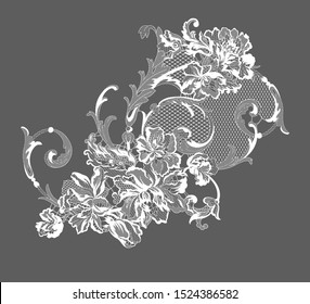 romantic lace flowers decoration element 