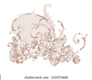 romantic lace flowers decoration element