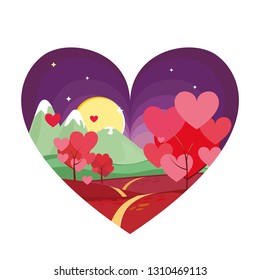 romantic landscape vector 