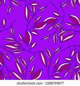 Hojas románticas y un patrón sin costuras de flores. Papel pintado de flores de estilo vintage. Plantas sin fin. Diseño para tela, impresión textil, papel de envoltura, cubierta. Ilustración del vector