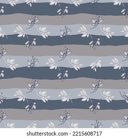 Romantic leaves and flower seamless pattern. Vintage style floral wallpaper. Cute plants endless backdrop. Design for fabric, textile print, wrapping paper, cover. Vector illustration