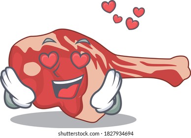 Romantic leg of lamb cartoon character has a falling in love eyes