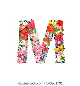 Romantic letter of beautiful flowers M