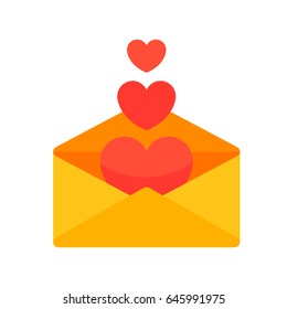 Romantic letter envelope. Flat icon design Vector illustration