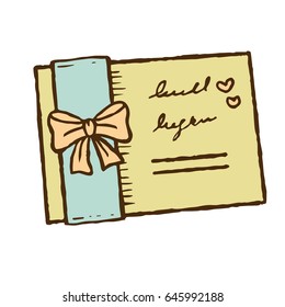 Romantic letter envelope. Flat icon design Vector illustration