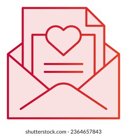Icono plano de letra romántica. Sobre con íconos rosados de la carta de amor en estilo plano de moda. Correo con diseño de estilo de gradiente cardíaco, diseñado para web y aplicación. Eps 10