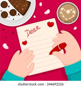Romantic letter to Girlfriend, vector.