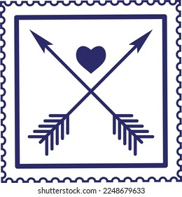 Romantic letter postal mark. Square valentine stamp